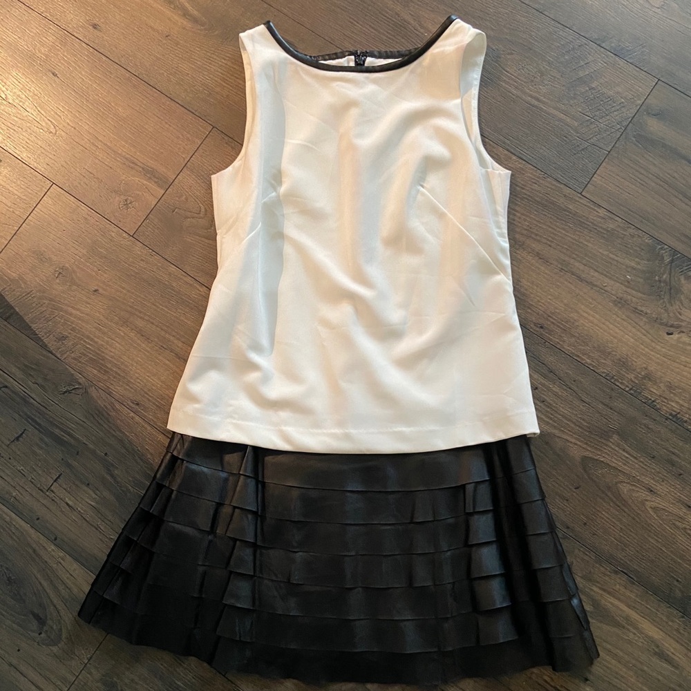 ANN TAYLOR Drop-waist faux leather dress